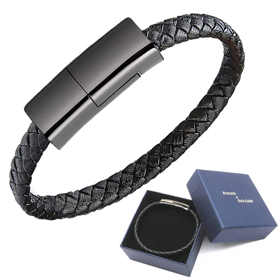 Cable Bracelet Short Portable Leather Charger